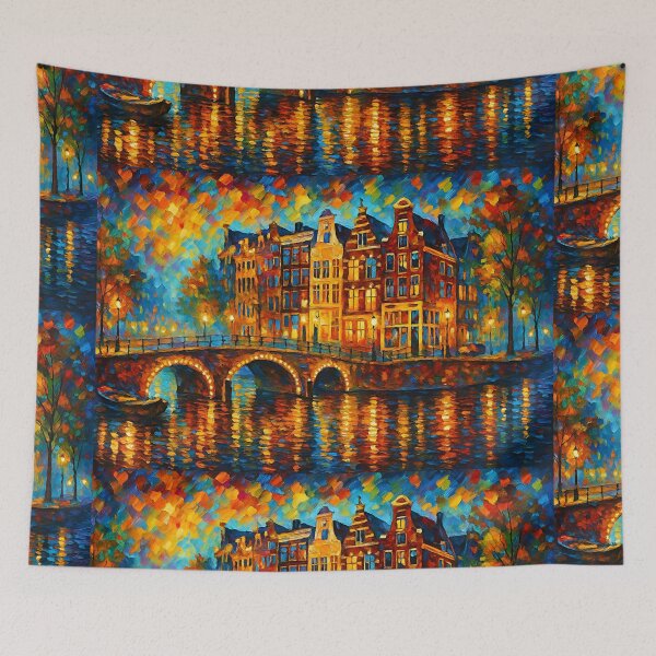 Item preview, Amsterdam bu night painting, the Netherlands – A Beautiful place in Europe. designed and sold by GalleryKauffeld.