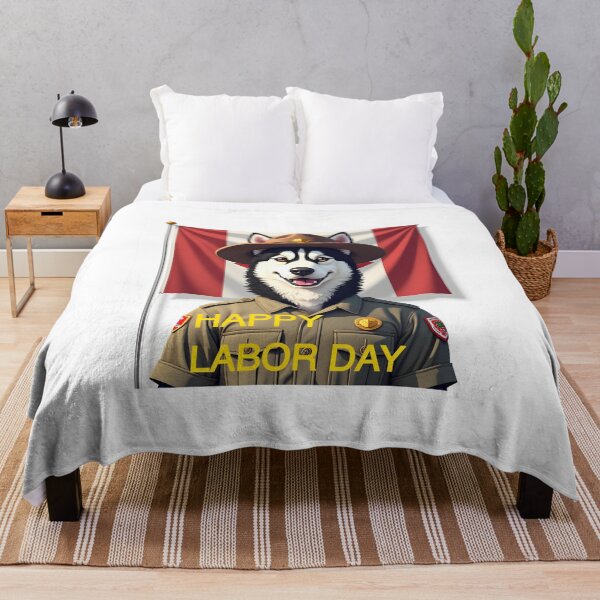 Item preview, HAPPY LABOR DAY SIBERIAN HUSKY RANGER CANADA FLAG designed and sold by PawsStudioAU.