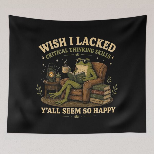 Item preview, Wish I Lacked Critical Thinking Skills, Funny Sarcastic Quote, Overthinker Gift, Frog Meme designed and sold by Cchotlan.