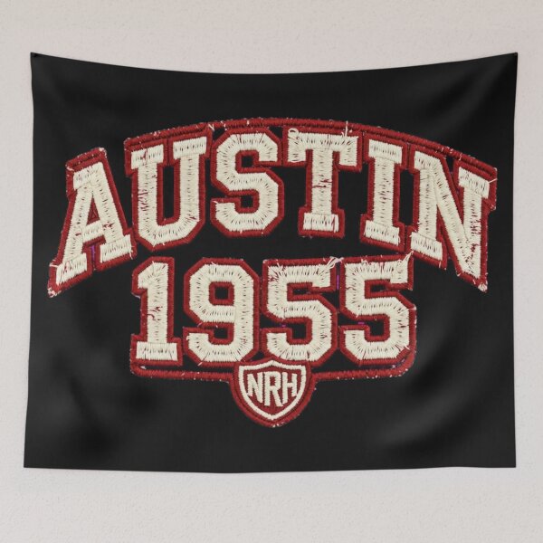 Item preview, AUSTIN 1955 Varsity Patch - Texas College Retro Design designed and sold by Normandy Road Heritage™ - Vintage Garage Art.
