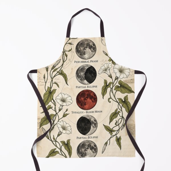 Item preview, Vintage Blood Moon Lunar Eclipse Botanical Ephemera & Astronomy Art designed and sold by MAGICKEY2024.