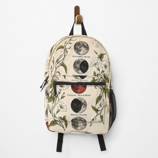 Item preview, Vintage Blood Moon Lunar Eclipse Botanical Ephemera & Astronomy Art designed and sold by MAGICKEY2024.