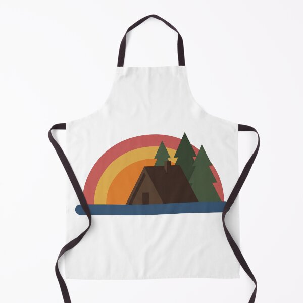 Item preview, Retro Lakeside A-Frame Cabin Forest Vintage Sunset Art designed and sold by pattman.