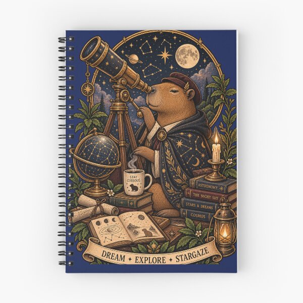 Item preview, Capybara Astronomer Vintage Stargazer Telescope Celestial Art designed and sold by zhivago1980.