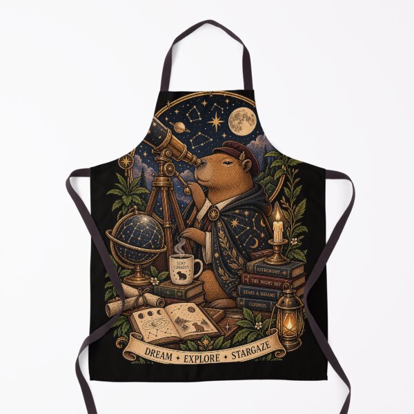 Item preview, Capybara Astronomer Vintage Stargazer Telescope Celestial Art designed and sold by zhivago1980.