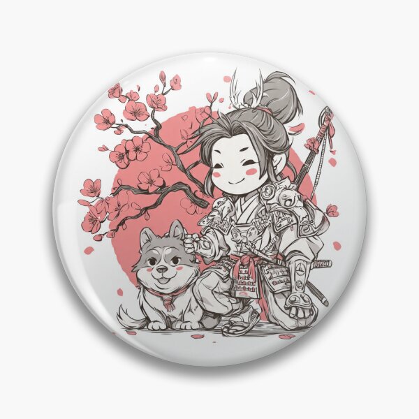 Item preview, cute chibi samurai girl designed and sold by cutemakerotart.
