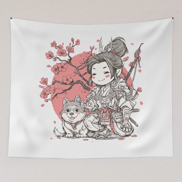 Item preview, cute chibi samurai girl designed and sold by cutemakerotart.