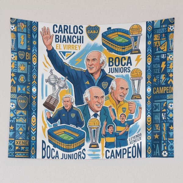 Item preview, Boca Juniors Manager Carlos Bianchi El Virrey Illustration designed and sold by ART ATTACK ZONE.