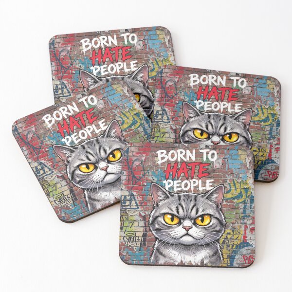 Item preview, Born to Hate People – Funny Grumpy Cat Introvert Humor 2 designed and sold by WordPlayStudio.