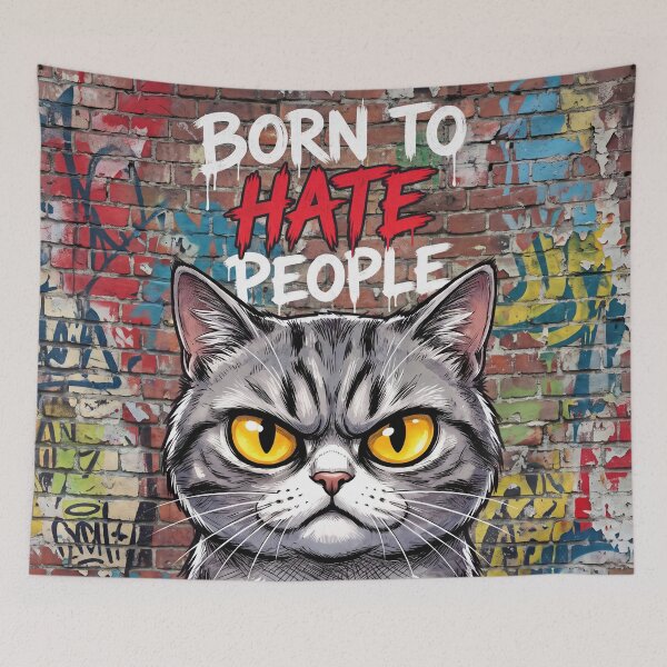Item preview, Born to Hate People – Funny Grumpy Cat Introvert Humor 2 designed and sold by WordPlayStudio.