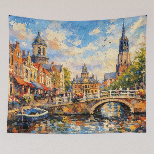 Item preview, A painting of Delft, the Netherlands – A Beautiful place in Europe. designed and sold by GalleryKauffeld.