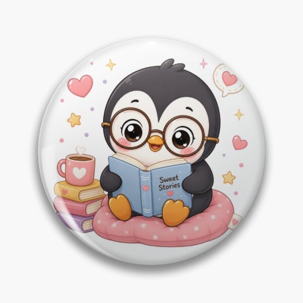 Item preview, Cute Kawaii Penguin Sticker | Penguin Reading Book | Book Lover Sticker | Cute Reading Aesthetic | Kawaii Animal Sticker designed and sold by Vegasstickers.