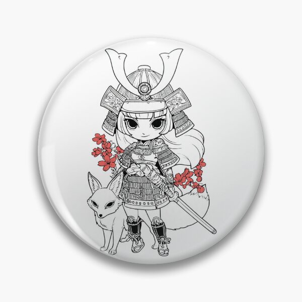 Item preview, cute chibi samurai girl fox designed and sold by cutemakerotart.
