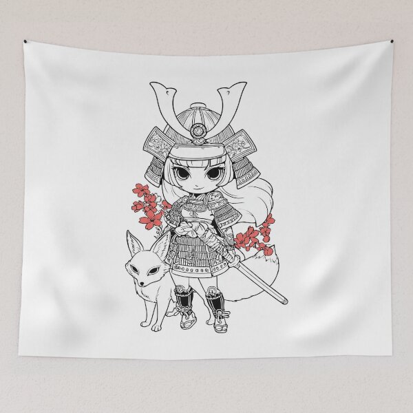 Item preview, cute chibi samurai girl fox designed and sold by cutemakerotart.