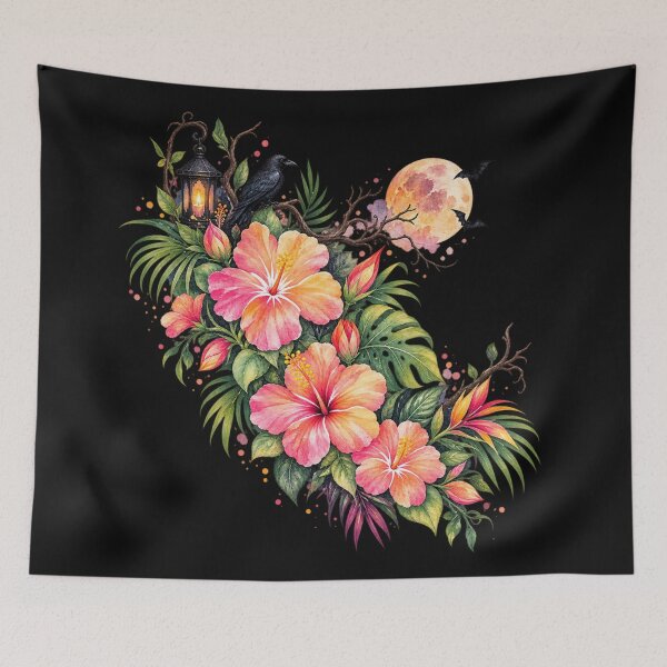 Item preview, Cute Tropical Halloween Hibiscus | Spooky Floral Art designed and sold by IamNolmo.