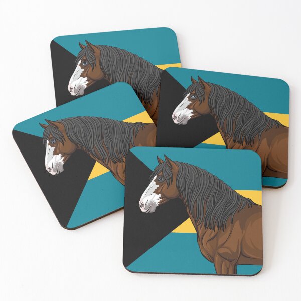 Item preview, The head of the Abaco horse and the flag of the Bahamas designed and sold by Cheval-de-coeur.