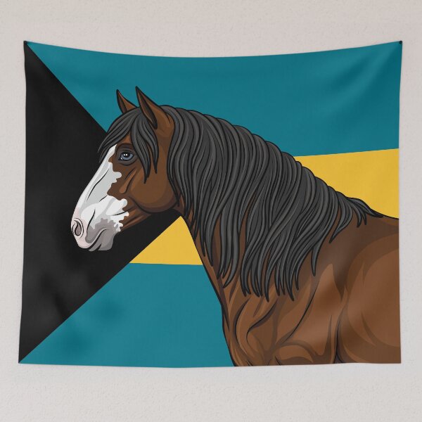 Item preview, The head of the Abaco horse and the flag of the Bahamas designed and sold by Cheval-de-coeur.