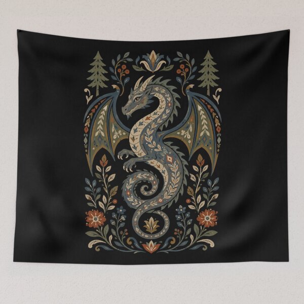 Item preview, Nordic Dragon Scandinavian Folk Art designed and sold by Sarcastic designs.