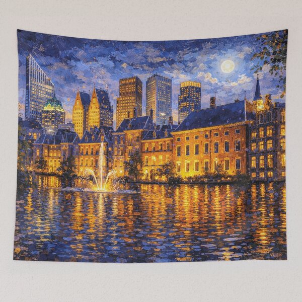 Item preview, Den Haag by Night painting, the Netherlands – A Beautiful place in Europe. designed and sold by GalleryKauffeld.