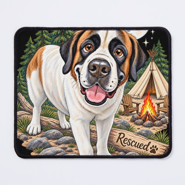 Item preview, Rescued Saint Bernard Campfire Moonlight Wilderness designed and sold by RescueHeart10.