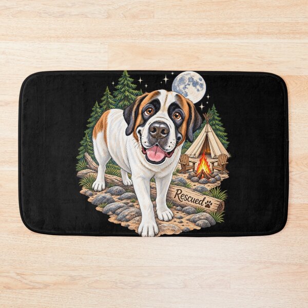 Item preview, Rescued Saint Bernard Campfire Moonlight Wilderness designed and sold by RescueHeart10.