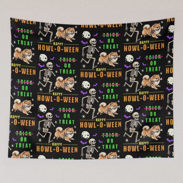 Item preview, Pomeranian Skeleton Howl-O-Ween Trick or Treat designed and sold by d247.