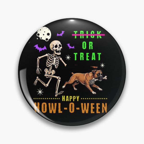Item preview, Happy Howl-O-Ween Skeleton Boxer Dog Trick Treat designed and sold by d247.