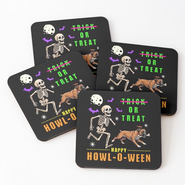 Item preview, Happy Howl-O-Ween Skeleton Boxer Dog Trick Treat designed and sold by d247.