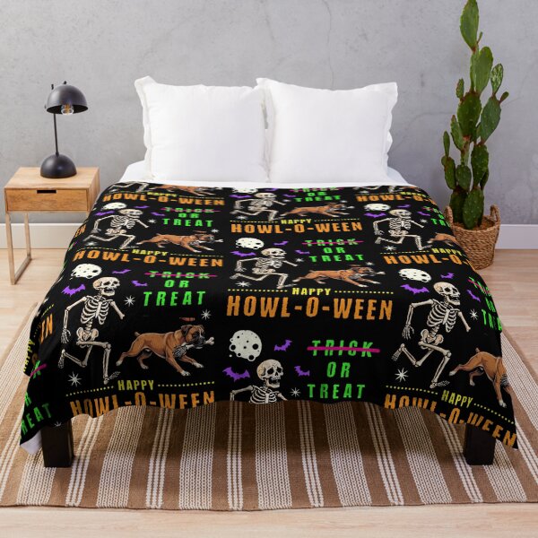 Item preview, Happy Howl-O-Ween Skeleton Boxer Dog Trick Treat designed and sold by d247.