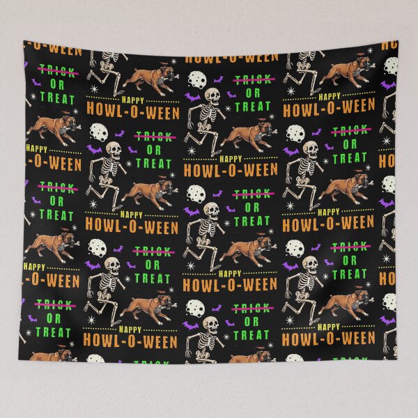 Item preview, Happy Howl-O-Ween Skeleton Boxer Dog Trick Treat designed and sold by d247.