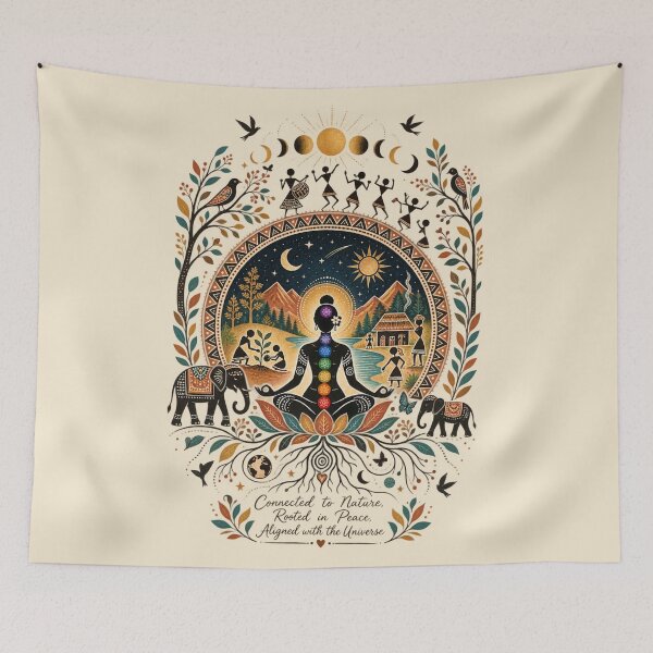 Item preview, Warli Chakra Meditation – Nature, Universe & Inner Peace designed and sold by Chirayu1111.