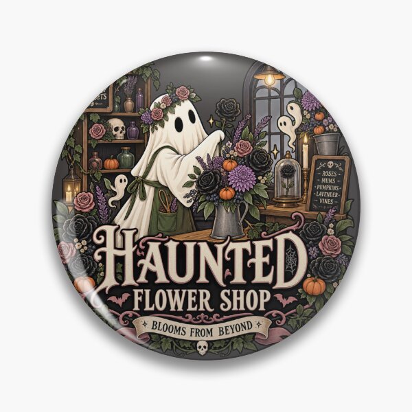 Item preview, Haunted Flower Shop | Gothic Botanical Ghost Halloween Art designed and sold by DmaarGroup.