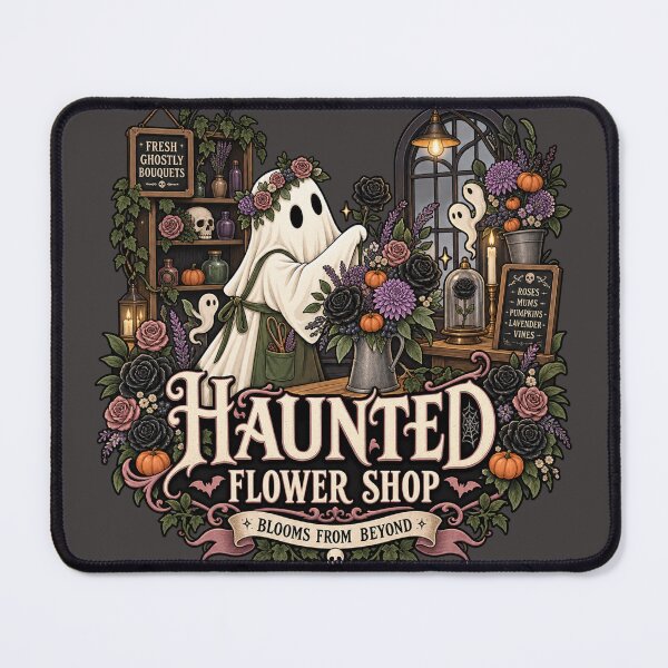 Item preview, Haunted Flower Shop | Gothic Botanical Ghost Halloween Art designed and sold by DmaarGroup.