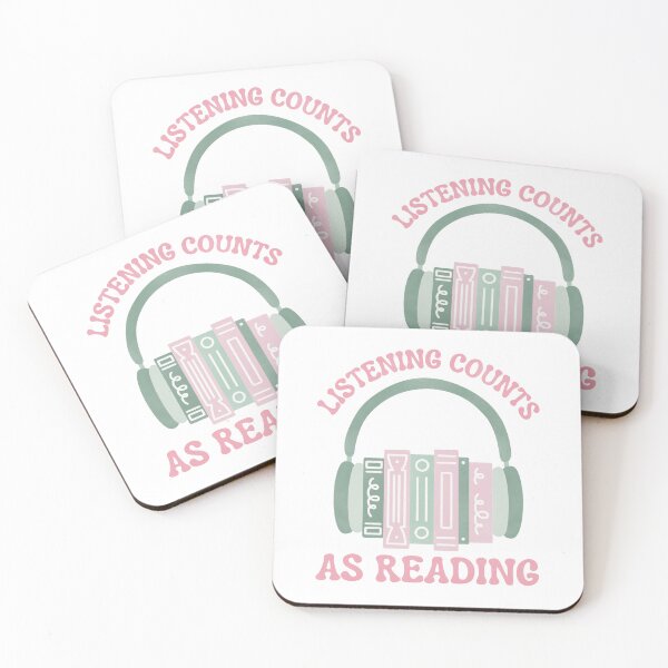 Item preview, Listening Counts As Reading Green and Pink Audio Book Stack with Headphones designed and sold by winterpumpkin.