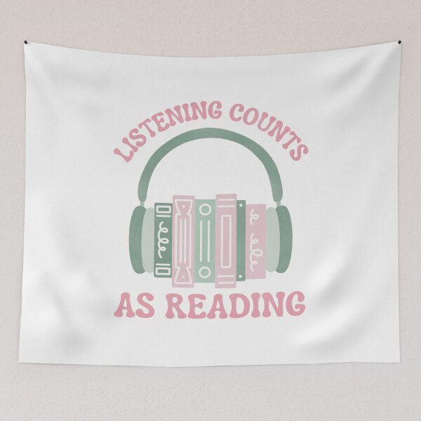 Item preview, Listening Counts As Reading Green and Pink Audio Book Stack with Headphones designed and sold by winterpumpkin.