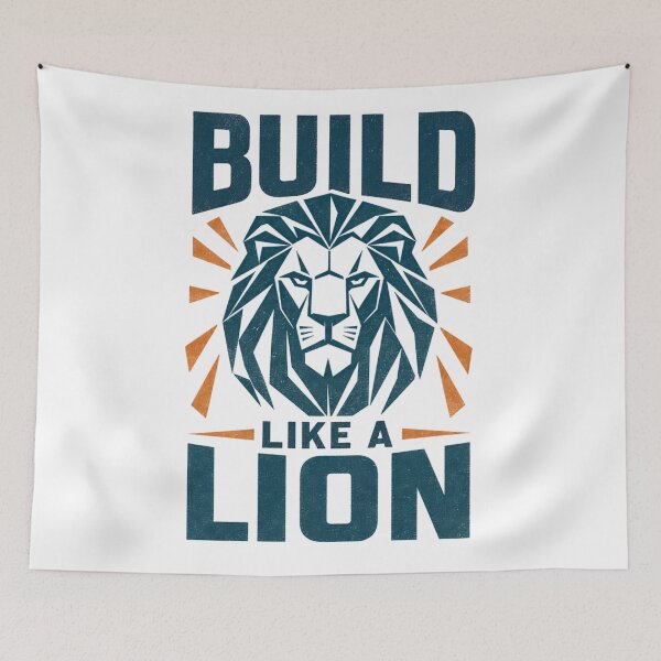 Item preview, Build Like a Lion Geometric Low Poly Lion Head Gym Motivation Graphic designed and sold by Bennie Singh.