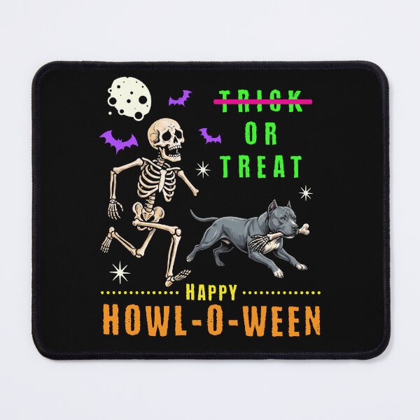 Item preview, Happy Howl-O-Ween Skeleton Pitbull Trick or Treat designed and sold by d247.