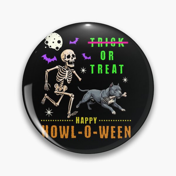Item preview, Happy Howl-O-Ween Skeleton Pitbull Trick or Treat designed and sold by d247.