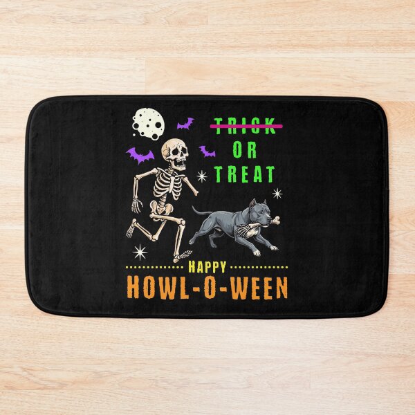Item preview, Happy Howl-O-Ween Skeleton Pitbull Trick or Treat designed and sold by d247.