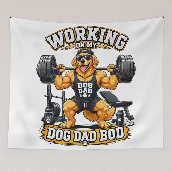 Item preview, Golden Retriever Dog Dad Gym Workout – Working On My Dog Dad Bod Funny Fitness Design designed and sold by LuxeBuzz.