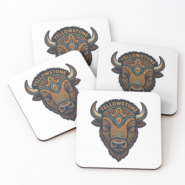 Item preview, Yellowstone National Park Ornate Bison Mandala Geometric Art designed and sold by LittleArij.