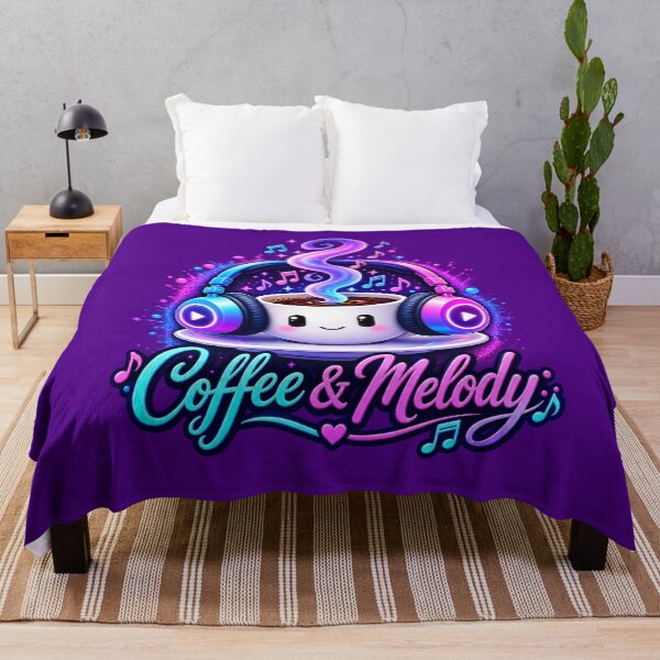 Item preview, Coffee & Melody – Cute Neon Coffee Cup with Headphones designed and sold by IMuDesigner.