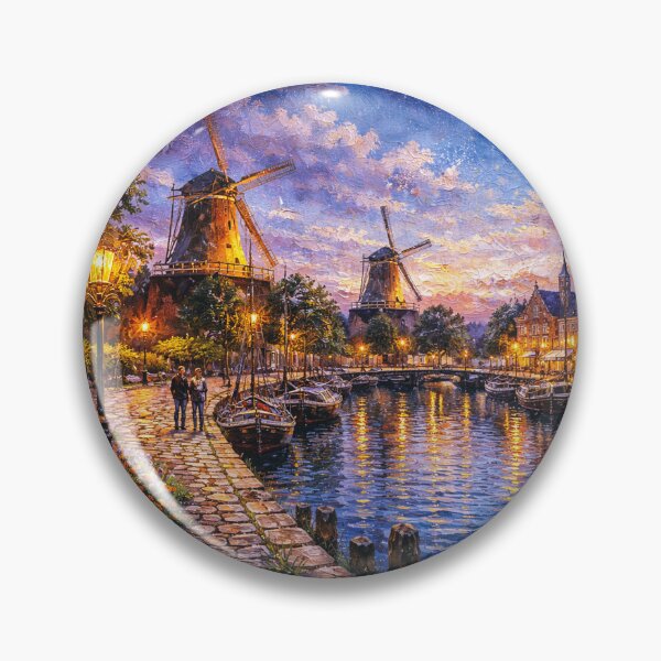 Item preview, Dokkum by night painting, the Netherlands – A Beautiful place in Europe. designed and sold by GalleryKauffeld.