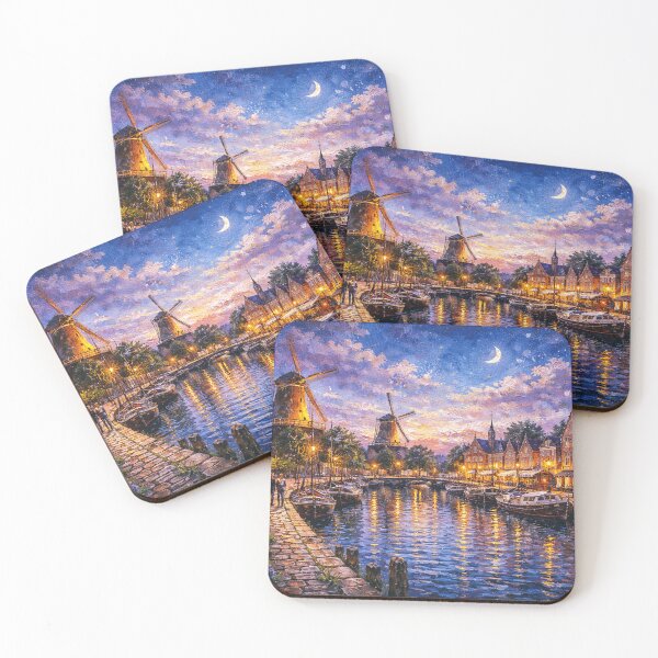 Item preview, Dokkum by night painting, the Netherlands – A Beautiful place in Europe. designed and sold by GalleryKauffeld.