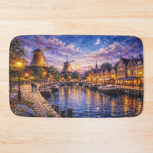 Item preview, Dokkum by night painting, the Netherlands – A Beautiful place in Europe. designed and sold by GalleryKauffeld.