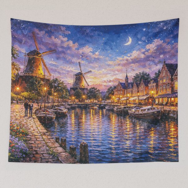 Item preview, Dokkum by night painting, the Netherlands – A Beautiful place in Europe. designed and sold by GalleryKauffeld.