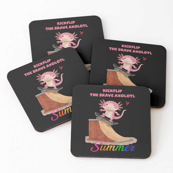 Item preview, Kickflip the Brave Axolotl – Cute Skateboarding Axolotl designed and sold by SimoesArtistry.