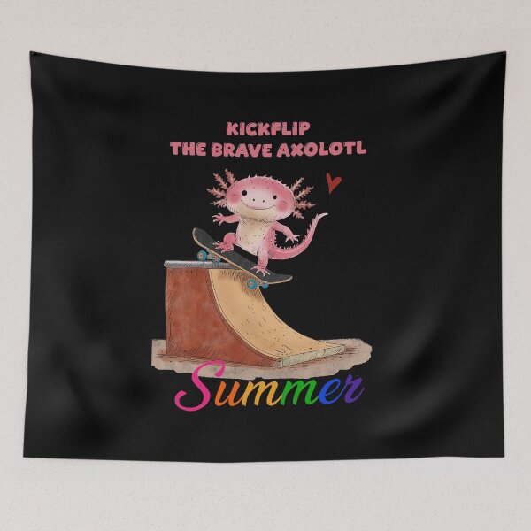 Item preview, Kickflip the Brave Axolotl – Cute Skateboarding Axolotl designed and sold by SimoesArtistry.
