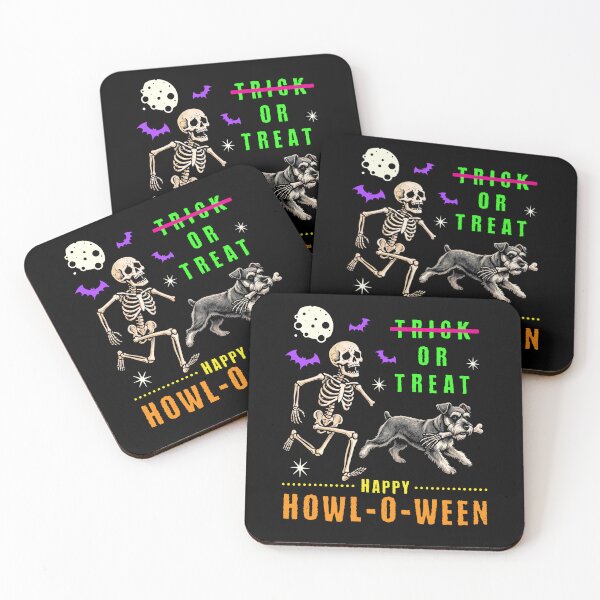 Item preview, Happy Howl-O-Ween Skeleton Schnauzer Trick or Treat designed and sold by d247.