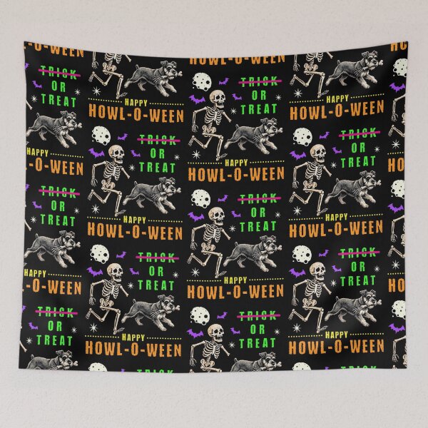 Item preview, Happy Howl-O-Ween Skeleton Schnauzer Trick or Treat designed and sold by d247.